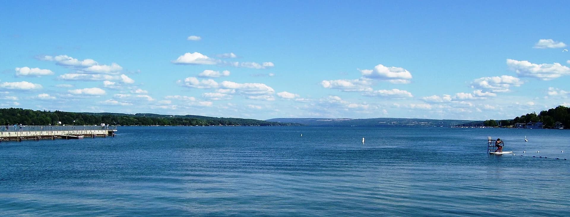 Skaneateles Lake and the village pier seen from Clift Park