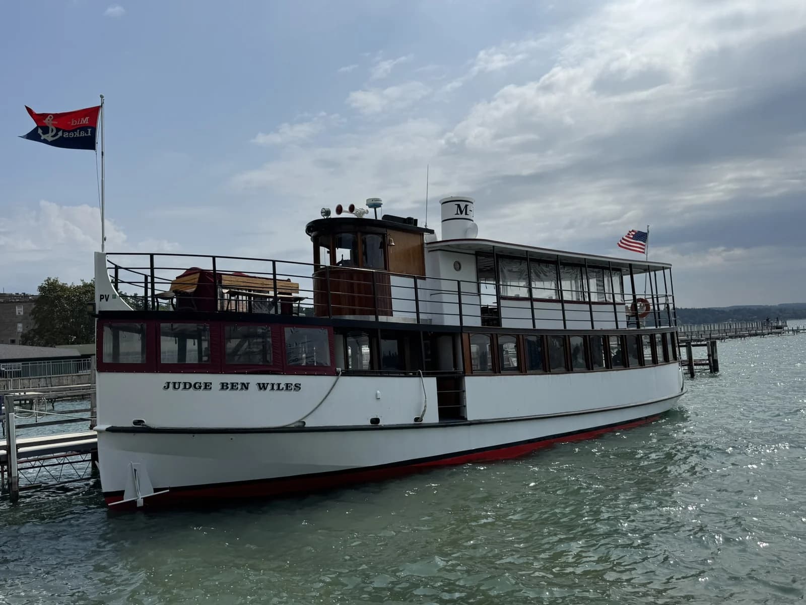 The Judge Ben Wiles passenger vessel on Skaneateles Lake
